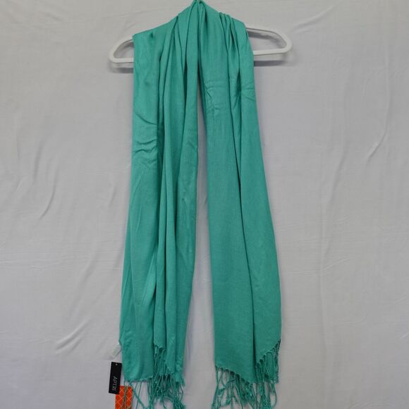 NWT APT. 9 Wide Scarf Green Blue Wraps Shawl Ski Fringe Skiing Winter Warm Cozy - Picture 10 of 16